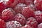 Macro juicy red raspberries