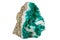 Macro mineral stone Dioptase silicate copper on a white background