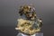 Macro mineral stone Prehnite on Epidote on a gray background