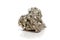 Macro mineral stone Pyrite gold on white background