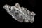 Macro mineral stone Stibnite quartz on a black background