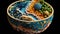 Macro Miniature Fantasy Surrealism - Earths in a Bowl, Made with Generative AI