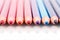 Macro multicolored pencils on a white background
