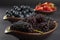 Macro natural and organic plenty black mulberries