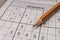 Macro of pencil for solving sudoku. Popular puzzle croswords gae