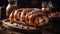 Macro Photo Babka Sweet Bread On Stone Rustic Pub Ukrainian Dishes. Generative AI