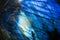 Macro photo of a blue crystal moonstone.