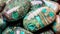 macro photo of chrysocolla stones with texture