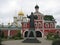 Macro photo with a decorative background of the architectural historical building Novodevichy monastery, a picturesque old temple