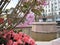 Macro photo with decorative background of the city fountain on the street of the Russian capital of Moscow