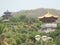 Macro photo with a decorative background of historical buildings of traditional Chinese architecture