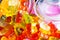 Macro photo multicolored marmalade jelly candies