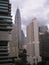 Macro photo urban landscape of modern high-rise buildings in the Malaysian capital Kuala Lumpur