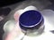 Macro photo violet blue eye shadow pigment glitter gloss cosmetic make up