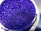 Macro photo violet blue eye shadow pigment glitter gloss cosmetic make up