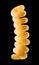 Macro photo of yellow fusilli pasta isolated on black with clipping path