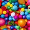 A macro photograph of a cluster of colorful balloons, capturing their vibrant shapes and textures5, Generative AI