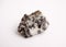 Macro photography of natural mineral from geological collection - raw sphalerite rock on white background