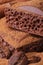 Macro porous chocolate cocoa sprinkled with coffee beans
