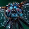 Macro portrait of a dragonfly with big eyes on a dark background