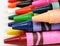 Macro profile shot of colorful crayons