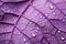 Macro purple leaf water drops. Generate Ai