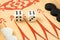 Macro of retro backgammon dices
