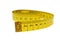 Macro of rolled yellow measure tape