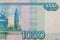 Macro shot of 1000 russian rubles banknote