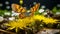 Macro Shot Of Admiral Butterfly On Buttercup: Detailed Nature-inspired Still Life