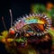 Macro shot capturing the transformation of a caterpillar into a butterfly