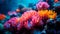 Macro shot of a colorful coral reef, capturing the vibrant hues and intricate structures of the underwater ecosystem