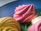 Macro shot of colorful meringue sweets