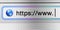 Macro shot of computer screen with https:// address bar and web