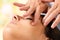 Macro shot of cosmetic face massage.