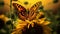 Macro Shot Of Dark Green Fritillary Butterfly On Sunflower