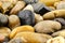 A macro shot of decorative colored pebbles, for use on a background.