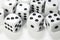 Macro shot of dice on white background