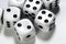 Macro shot of dice on white background