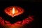 Macro shot of a flame from a decorative Terracotta lamp used in Diwali