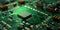 Macro Shot of a Green Electronic Circuit Board with Microprocessor