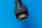 macro shot of the HDMI video cable on a color backgrounds