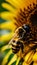 A macro shot of a honeybee on a sunflower illustration Artificial Intelligence artwork generated