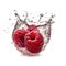 Macro shot of an ideal juicy delicious raspberry with water splashes, Generated AI