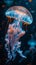 Macro Shot of Luminescent Jellyfish. Intricate Patterns, Translucent Body. Earth Day. AI Generated