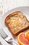 Macro shot of toad in a hole egg breakfast