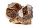 Macro stone Grossular mineral on white background