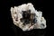Macro stone mineral Calcite Galena pyrite on a black background