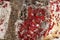 Macro stone mineral Cinnabar on a white background