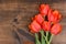 Macro tulips on wood